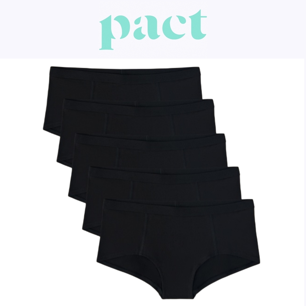 NEW Pact Organic Cotton Women's Everyday Boy Short 5-Pack LARGE